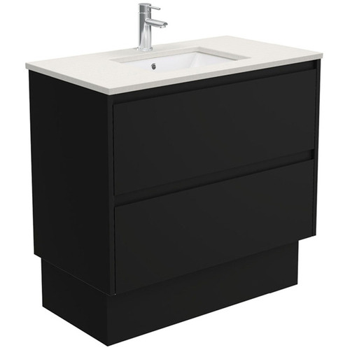 Sarah Roman Sand Amato Satin Black Floor Standing Vanity Unit Temple